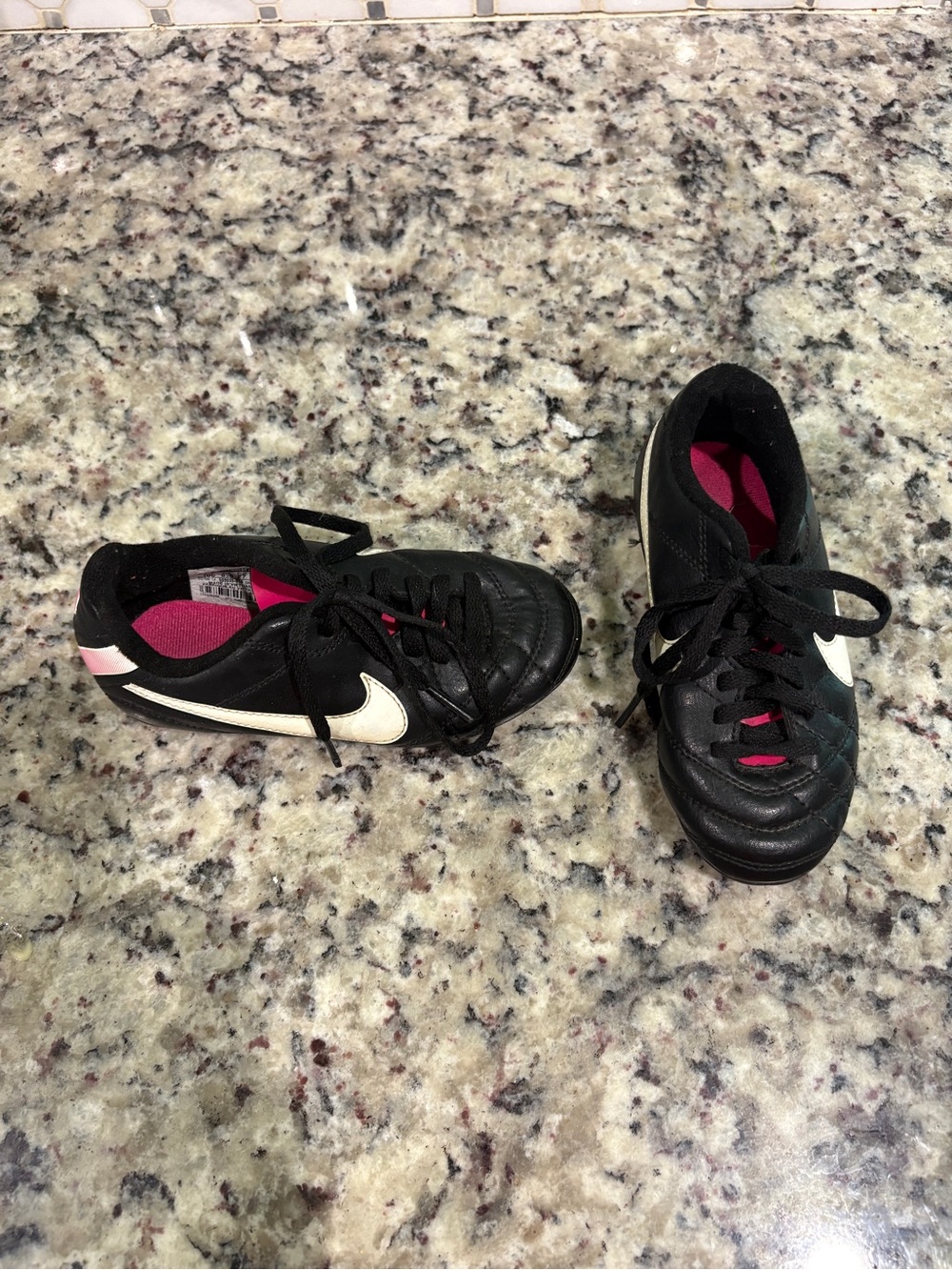 Nike Black Leather Cleats with Pink Interior